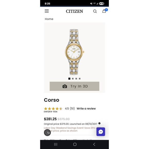 Citizen Eco-Drive Silhouette Corso EW1264-50A Ladies' Watch. $375 LIST. - Picture 2 of 10